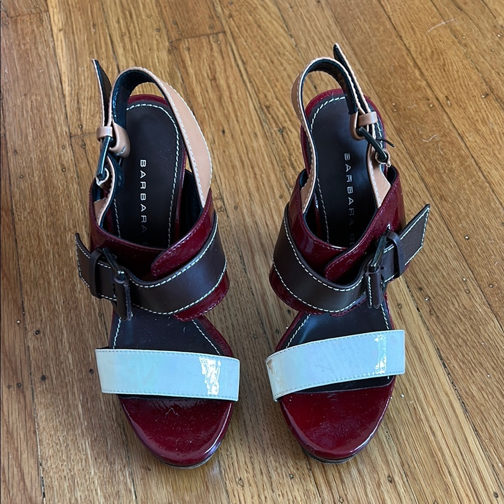 Barbara Bui Red and Black Heels with Elegant Straps
